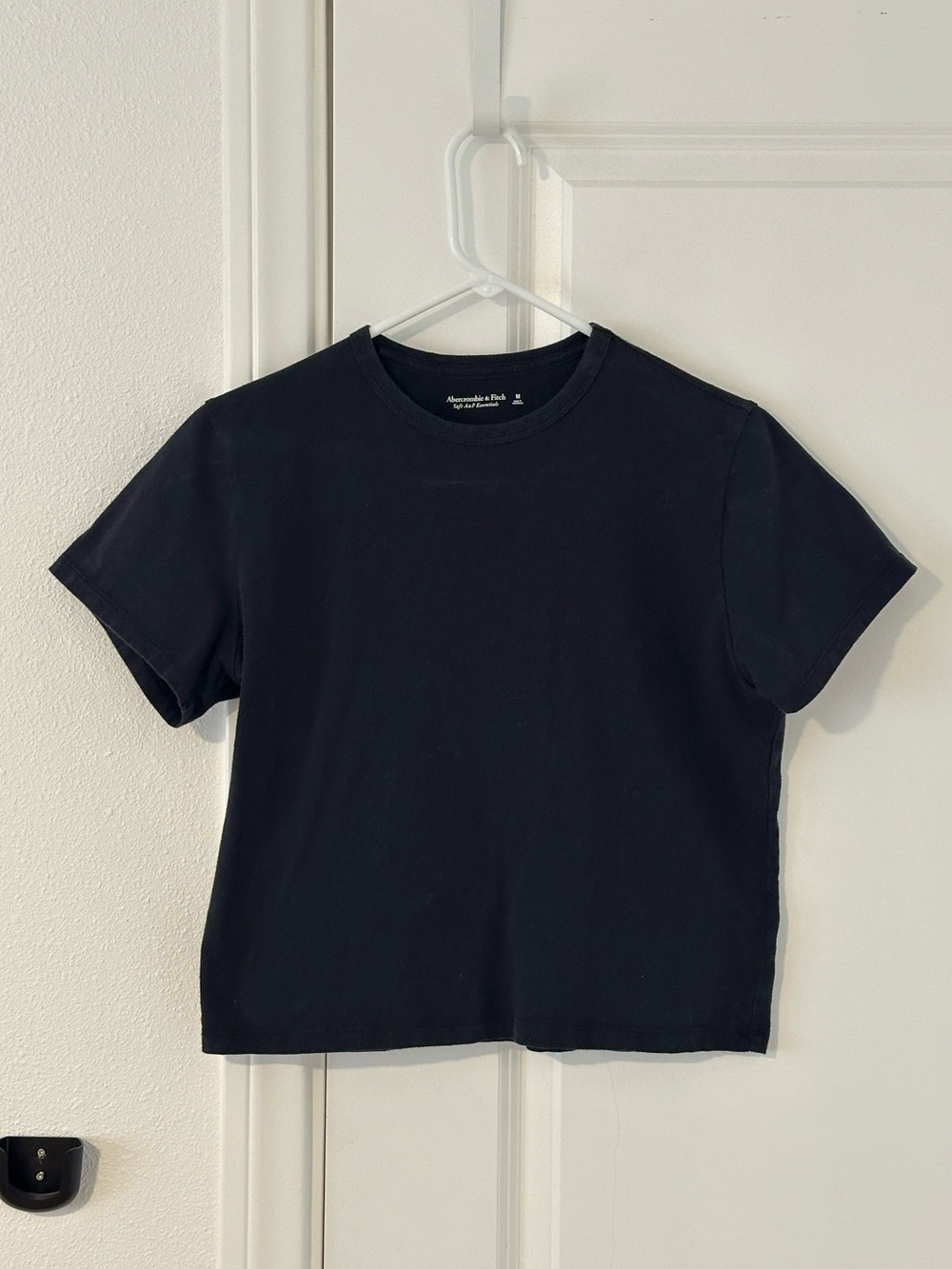 Abercrombie Women’s Soft A&F Essential Black Boxy Crewneck Cotton Tee